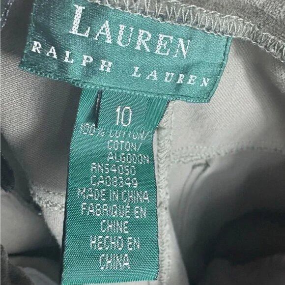 LAUREN RALPH LAUREN Faux Velvet Pants in Olive Size 10 - Picture 2 of 8
